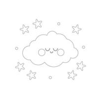 sjabloon silhouet van slaperig roze wolk met sterren. voor kleding stof afdrukken logo teken kaarten spandoeken. kinderen muur kunst ontwerp vector illustratie