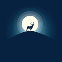 schattig hert en maan silhouet landschap vector achtergrond