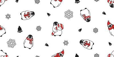 pinguïn naadloos patroon Kerstmis vector de kerstman claus sneeuwvlok snoep riet verjaardag geschenk doos sjaal geïsoleerd herhaling behang tegel achtergrond tekenfilm illustratie ontwerp