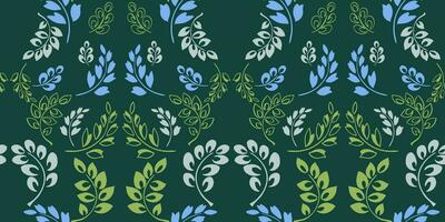 naadloos patroon met vector hand- getrokken takken bladeren. abstract modern groen bladeren bloemen ontwerp. vector ontwerp ornament voor papier, omslag, kleding stof, interieur decor, textiel, behang