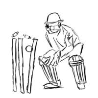 schetsen van een keeper nemen een wicket. vector