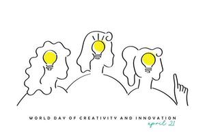 wereld creativiteit en innovatie dag. vector