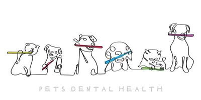 lijn kunst van huisdieren tandheelkundig Gezondheid. vector