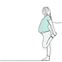 kunst tekening van een zwanger vrouw beoefenen yoga. vector