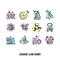 pictogrammen voor biowetenschappen en chemie laboratoria. vector