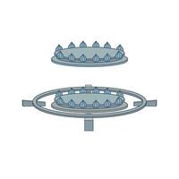 kant visie van verbrand keuken gas- fornuis met blauw vlam illustratie vector