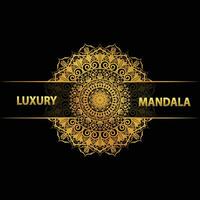 luxe mandala ontwerp met zwart en gouden achtergrond. hand- getrokken goud mandala ontwerp. vector mandala sjabloon voor decoratie uitnodiging, kaarten, bruiloft, logo's, omslag, brochure, folder, spandoek.