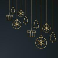 sociaal media post ontwerp voor realistisch vrolijk Kerstmis met gouden geschenk doos en sneeuw met ballen met boom vector
