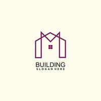 gebouw logo ontwerp met brief m concept vector