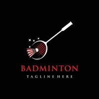badminton club logo ontwerp sjabloon geïsoleerd Aan zwart achtergrond premie vector