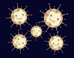 illustratie vectorafbeelding van schattig karakter van kiemen, bacteriën en virussen set collectie. tekenfilm microben. leuke cartoonkiem in vlak stijlontwerp. vector