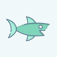 icoon haai. verwant naar zee symbool. tekening stijl. gemakkelijk ontwerp bewerkbaar. gemakkelijk illustratie vector