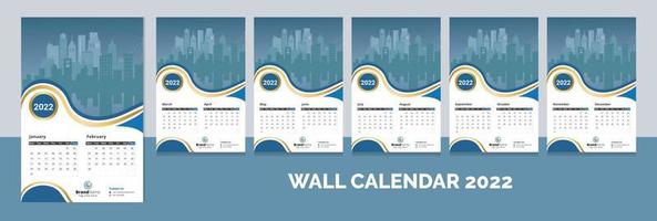 creatieve zakelijke 12 maanden wandkalender 2022, weekkalender, sjabloonontwerp voor kalenderlay-out vector