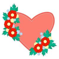 liefde symbool. roze hart in bloemenboeket van rode bloemen vector