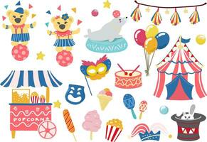 carnaval en circus elementen clip art vector illustratie