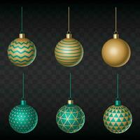 groen Kerstmis ballen ornamenten clipartdecoratie reeks Kerstmis groen ballen vector