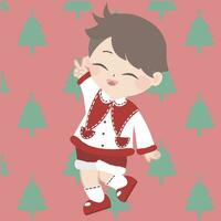 Kerstmis vooravond door msik, in de stijl van traditioneel poseert, kawaii charme, tetsuya nomura, wit en rood, dans vector