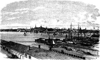 Boston, in massachusetts, Verenigde Staten van Amerika, gedurende de jaren 1890, wijnoogst gravure vector