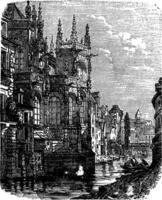 kerk van heilige pierre, caen, Normandië, Frankrijk, wijnoogst gravure. vector