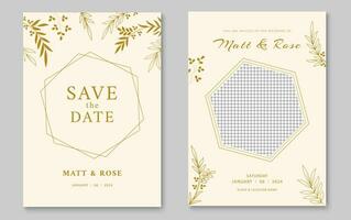 elegant bruiloft uitnodiging kaart sjabloon. minimalistische bruiloft uitnodiging Hoes ontwerp. vector
