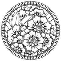 cirkelvormig patroon in de vorm van mandala met bloem voor henna, mehndi, tatoeage, decoratie. vector