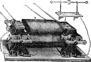 jongen's machine, wijnoogst gegraveerde illustratie vector