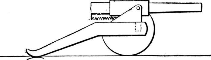 campagne pas op, een draaipunt systeem, wijnoogst gravure. vector