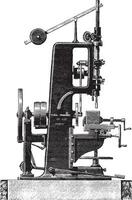 steken machine, profiel visie, wijnoogst gravure. vector