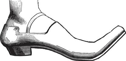 schoenen een varlet, vijftiende eeuw, wijnoogst gravure. vector