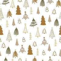 boho Kerstmis boom naadloos patroon met schattig rustiek Spar bomen. vector herhaling achtergrond, textiel ontwerp, nieuw jaar inpakken papier, kleding stof, verpakking, behang. hand- getrokken winter Woud illustratie.