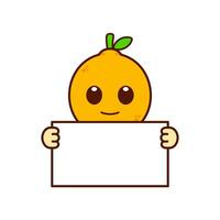 schattig citroen karakter Holding een blanco teken vector