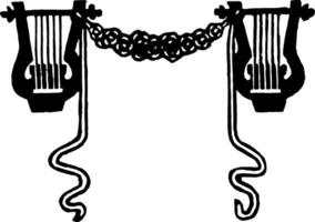 harp en lint dood, wijnoogst illustratie. vector