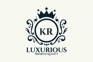 eerste brief kr Koninklijk luxe logo sjabloon in vector kunst voor luxueus branding vector illustratie.