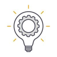 innovatie dunne lijn symbool, tandrad en lamp icoon. innovatie logo. vector illustratie