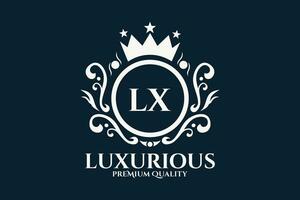 eerste brief lx Koninklijk luxe logo sjabloon in vector kunst voor luxueus branding vector illustratie.