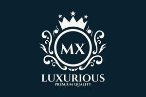 eerste brief mx Koninklijk luxe logo sjabloon in vector kunst voor luxueus branding vector illustratie.