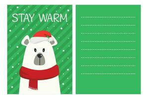 schattig Kerstmis ansichtkaart met wit beer vector