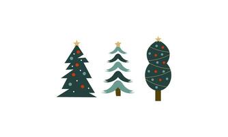 verzameling van Kerstmis bomen met decoraties. kleurrijk vector illustratie in vlak tekenfilm stijl