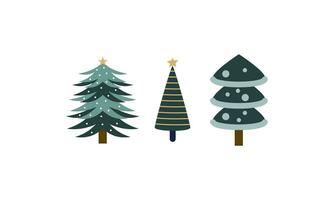 verzameling van Kerstmis bomen met decoraties. kleurrijk vector illustratie in vlak tekenfilm stijl