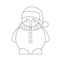 Kerstmis sneeuwman in een sjaal en hoed. winter vakantie element. vector