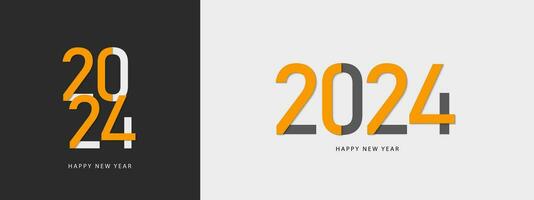 gelukkig nieuw jaar 2024 ontwerp. 2024 typografie ontwerp sjabloon. banier, poster, kaart, Hoes en kalender. vector illustratie