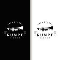 gemakkelijk merk silhouet ontwerp messing musical instrument trompet, klassiek jazz- trompet logo vector