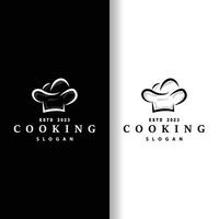 chef logo ontwerp Koken inspiratie en chef hoed met gemakkelijk lijnen voor restaurant bedrijf merken vector