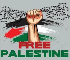 vrij Palestina vlag vector illustratie voor banier, t-shirt, sociaal media na. vrij Palestina hand- vuist