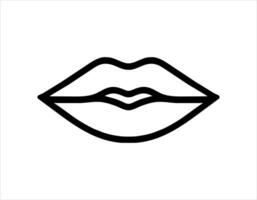 vector lineair icoon van sensueel lippen. een spoor van een kus. vrouwen mooi lip vorm geven aan. schoonheidsmiddelen bedrijf logo. Diensten van een bedenken artiest, schoonheidsspecialist.