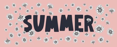 zomer verkoop banner met bloemen brief vector