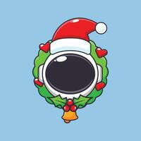 schattig astronaut in Kerstmis dag. schattig Kerstmis tekenfilm karakter illustratie. vector