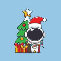 schattig astronaut met kerstmis lamp. schattig Kerstmis tekenfilm karakter illustratie. vector