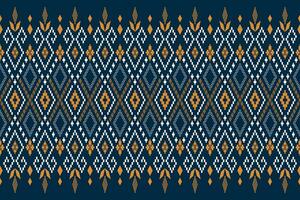 indigo marine blauw meetkundig traditioneel etnisch patroon ikat naadloos patroon grens abstract ontwerp voor kleding stof afdrukken kleding jurk tapijt gordijnen en sarong aztec Afrikaanse Indisch Indonesisch vector