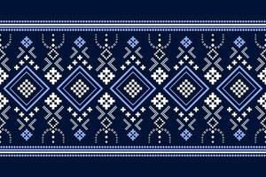 indigo marine blauw meetkundig traditioneel etnisch patroon ikat naadloos patroon grens abstract ontwerp voor kleding stof afdrukken kleding jurk tapijt gordijnen en sarong aztec Afrikaanse Indisch Indonesisch vector